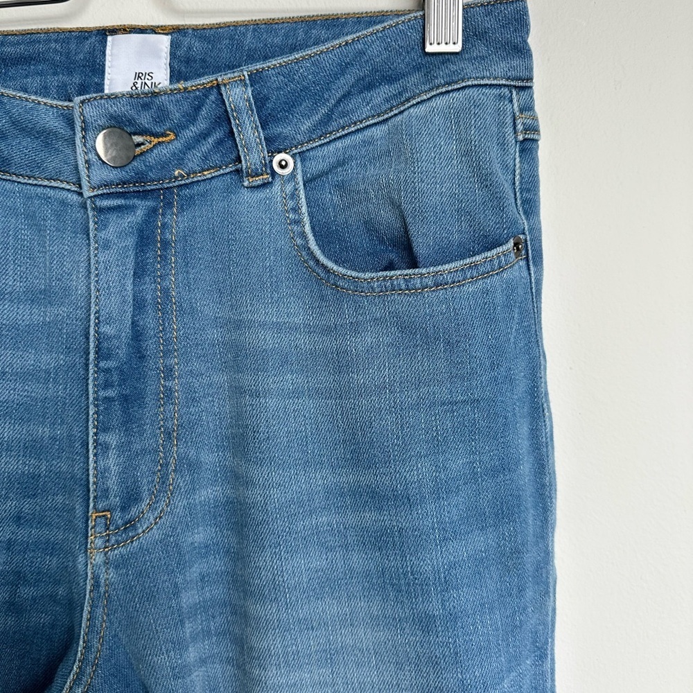IRIS & INK ($180) Classic Straight Leg Blue Jeans Size 27 High Rise Denim - Picture 4 of 9
